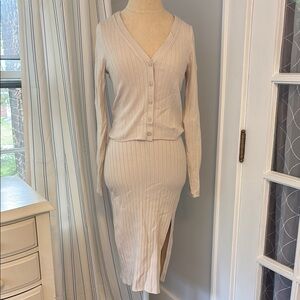 Abercrombie & Fitch Cream Cardigan Sweater and Skirt set